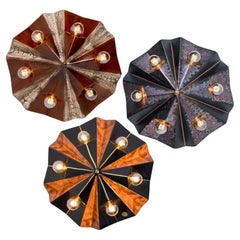 1 of the 3 Ceramic Star Brown Beige Ceramic Lamps, Germany, 1970s