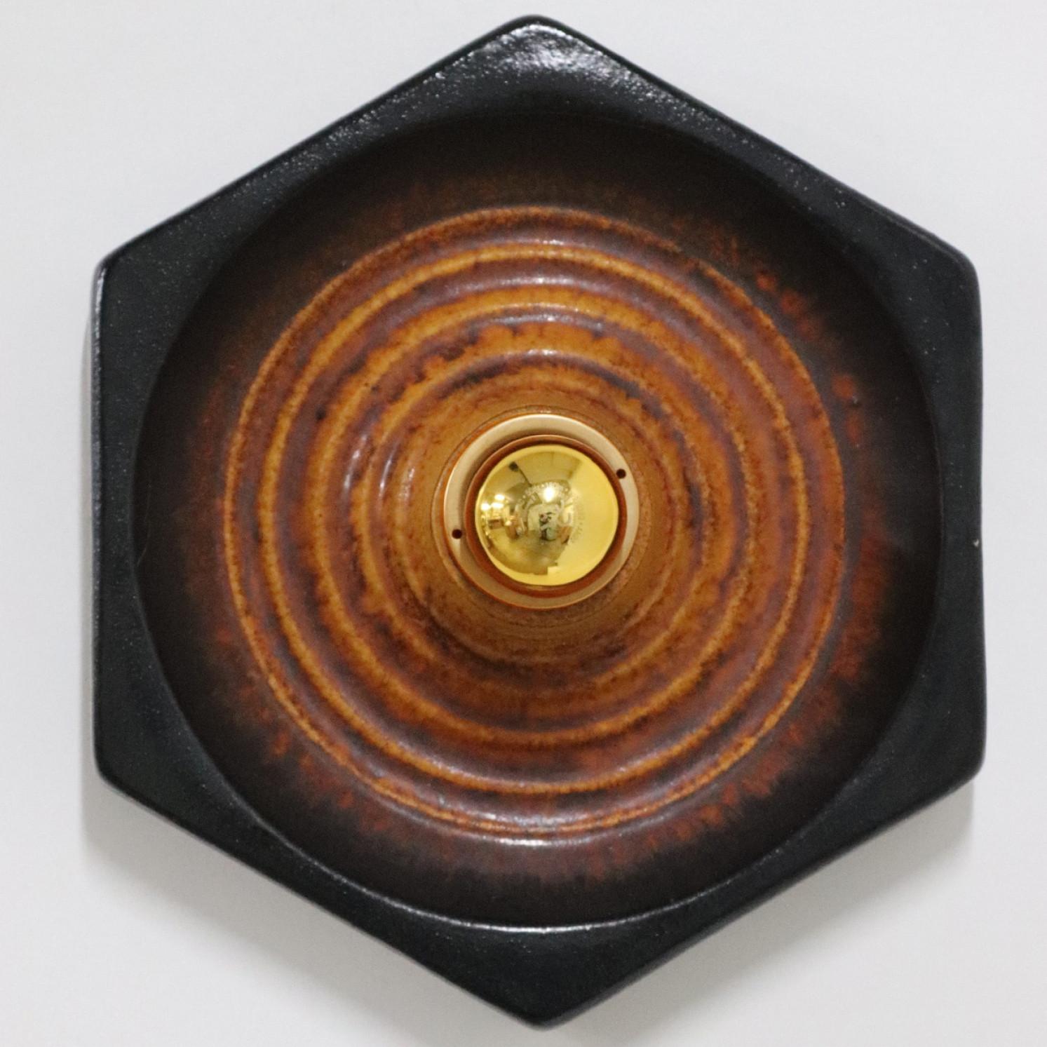 1 of the 3 Ceramic Wall Lights by Pan Leuchten, Germany, 1960 In Good Condition For Sale In Rijssen, NL
