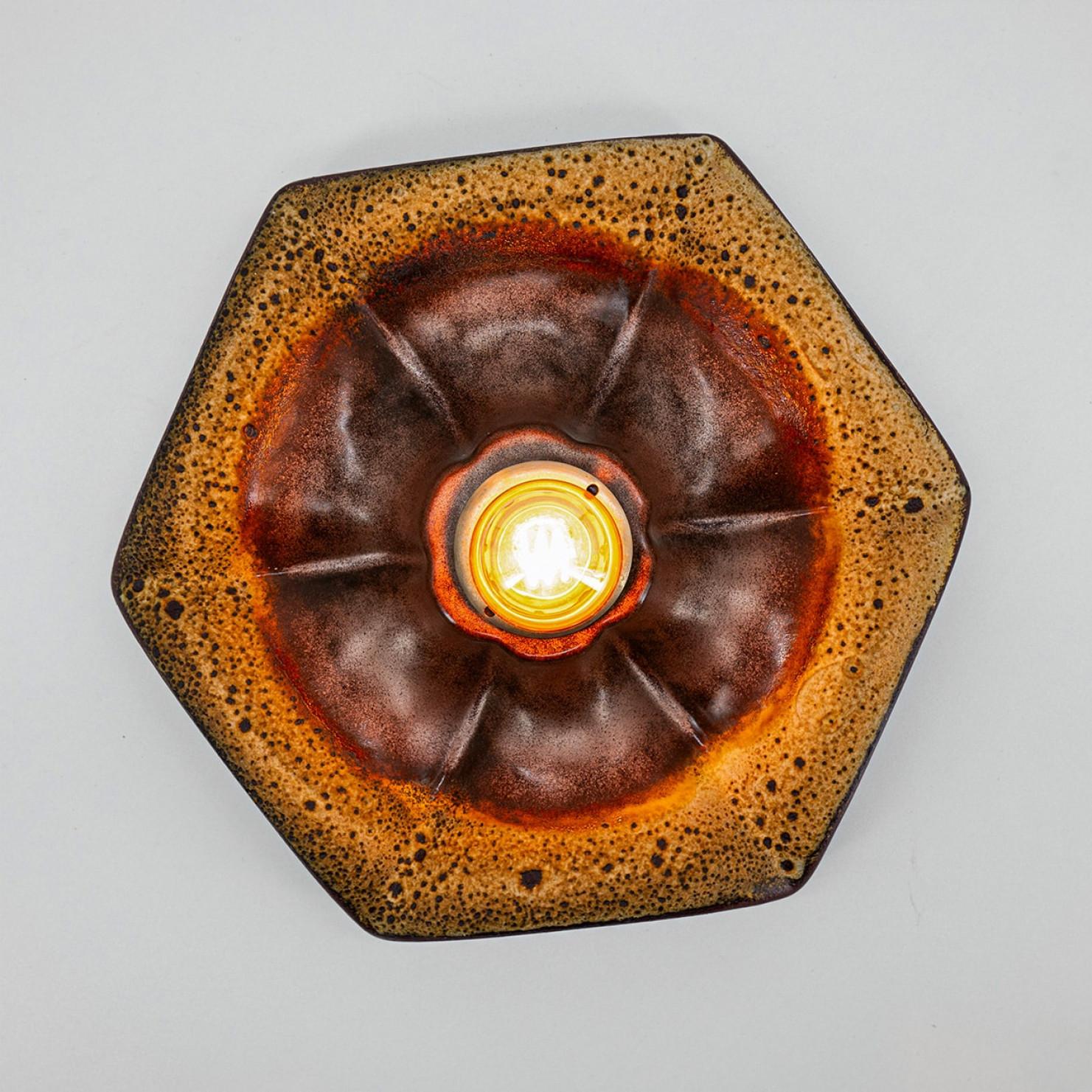 1 of the 3 Ceramic Wall Lights by Pan Leuchten, Germany, 1960 For Sale 2