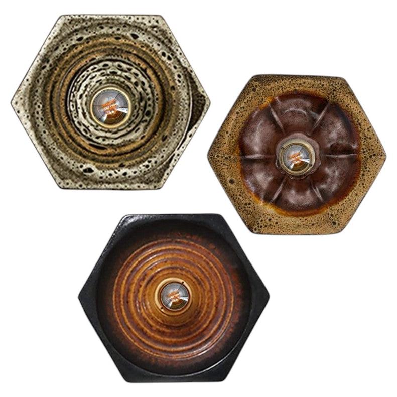 1 of the 3 Ceramic Wall Lights by Pan Leuchten, Germany, 1960