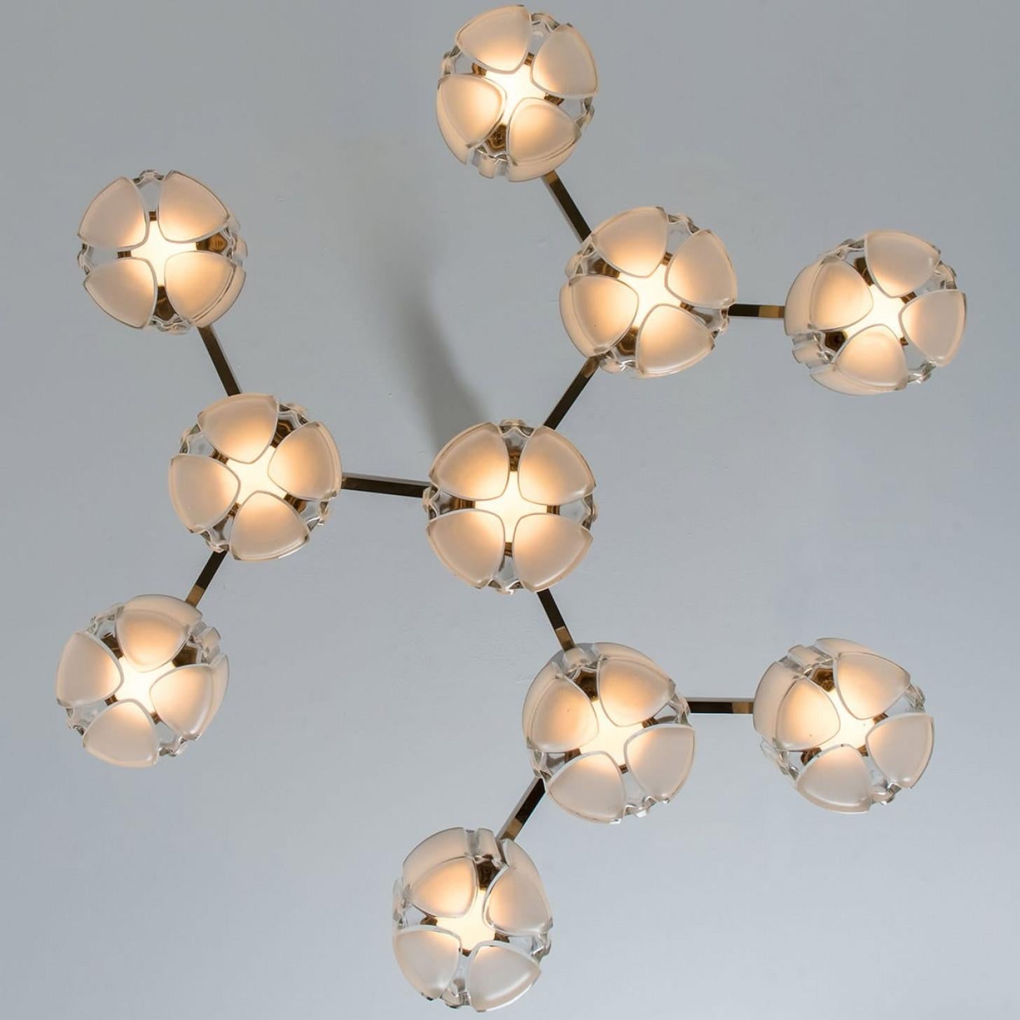 1 dei 3 lampadari in cromo e vetro di Murano di Sciolari, 1970 In condizioni buone in vendita a Rijssen, NL