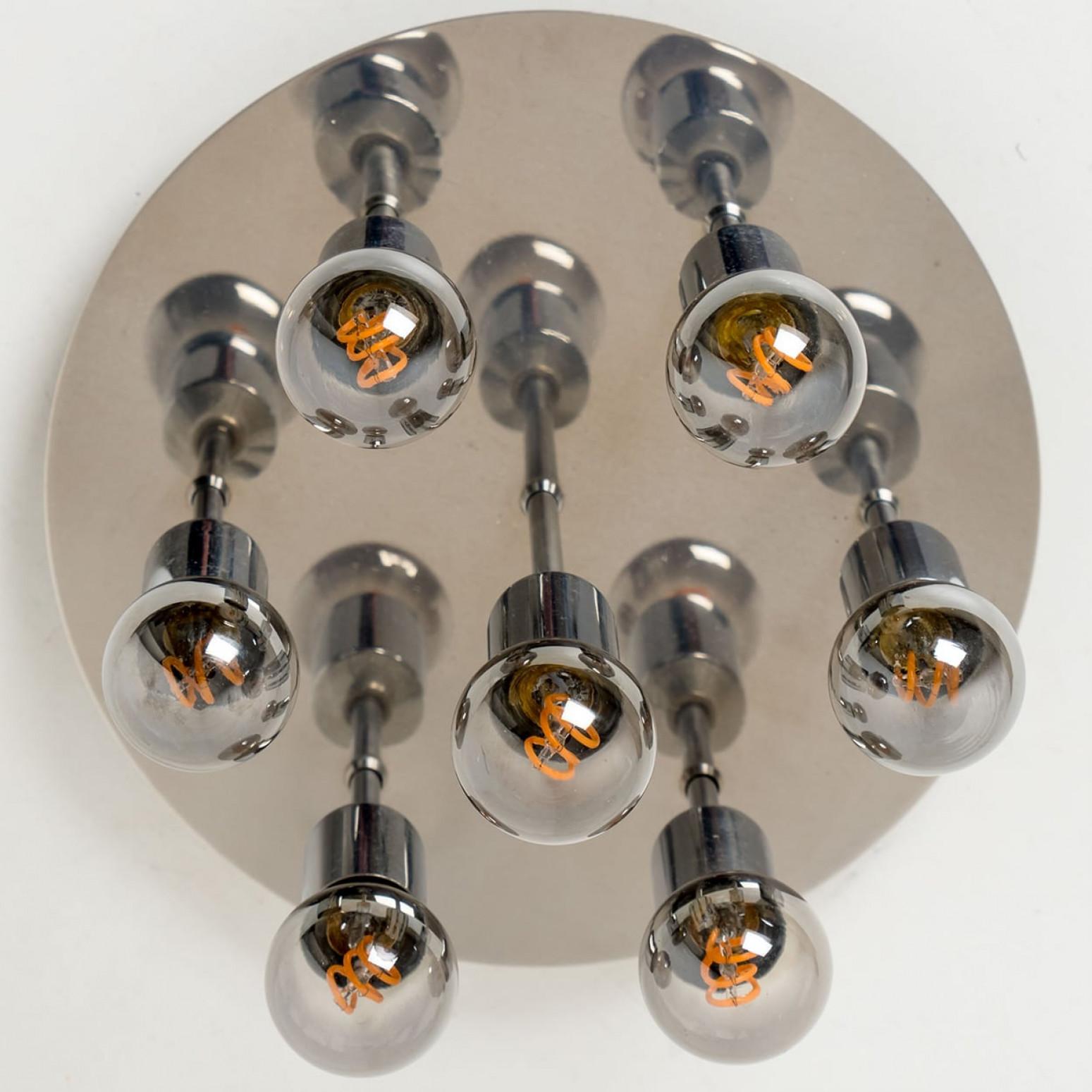1 of the 3 Chrome Flush Mounts from Cosack Leuchten, Germany 1970s For Sale 6