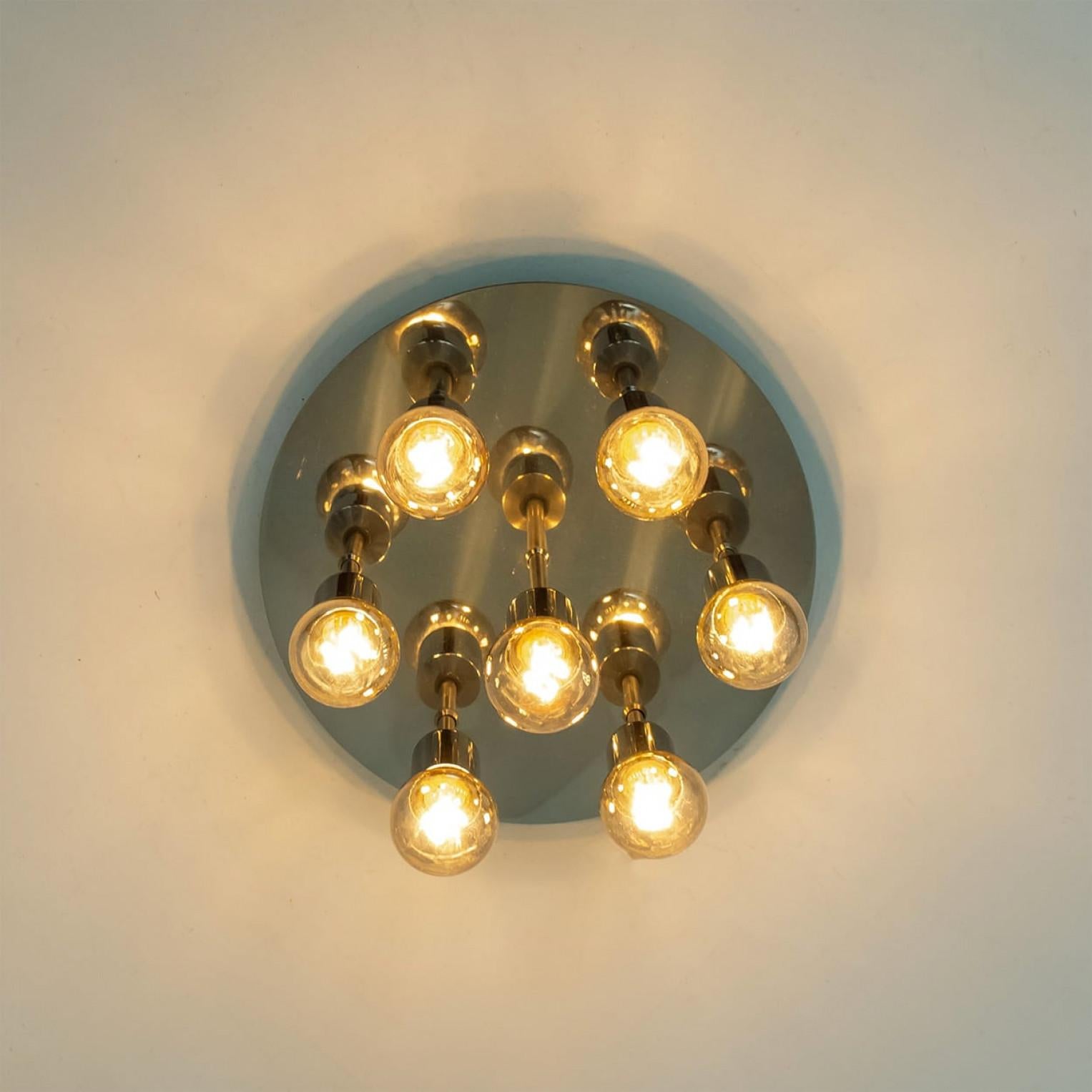 1 of the 3 Chrome Flush Mounts from Cosack Leuchten, Germany 1970s For Sale 8