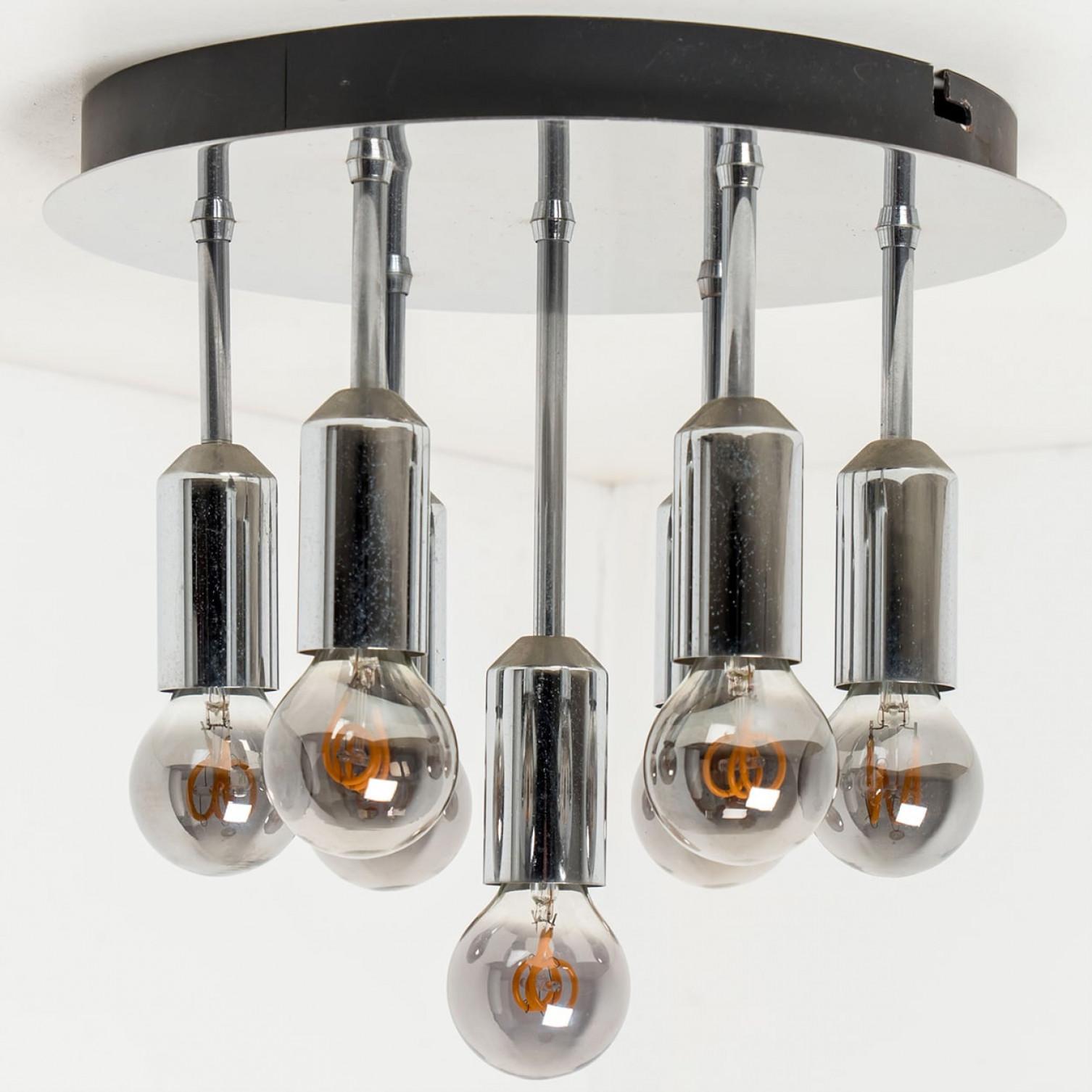 1 of the 3 Chrome Flush Mounts from Cosack Leuchten, Germany 1970s In Good Condition For Sale In Rijssen, NL
