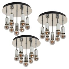 Used 1 of the 3 Chrome Flush Mounts from Cosack Leuchten, Germany 1970s