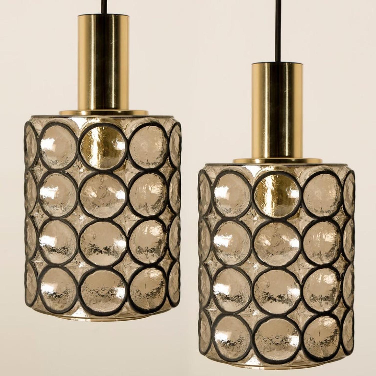 Mid-Century Modern 1 of the 3 Circle Iron and Bubble Glass Chandeliers, Limburg