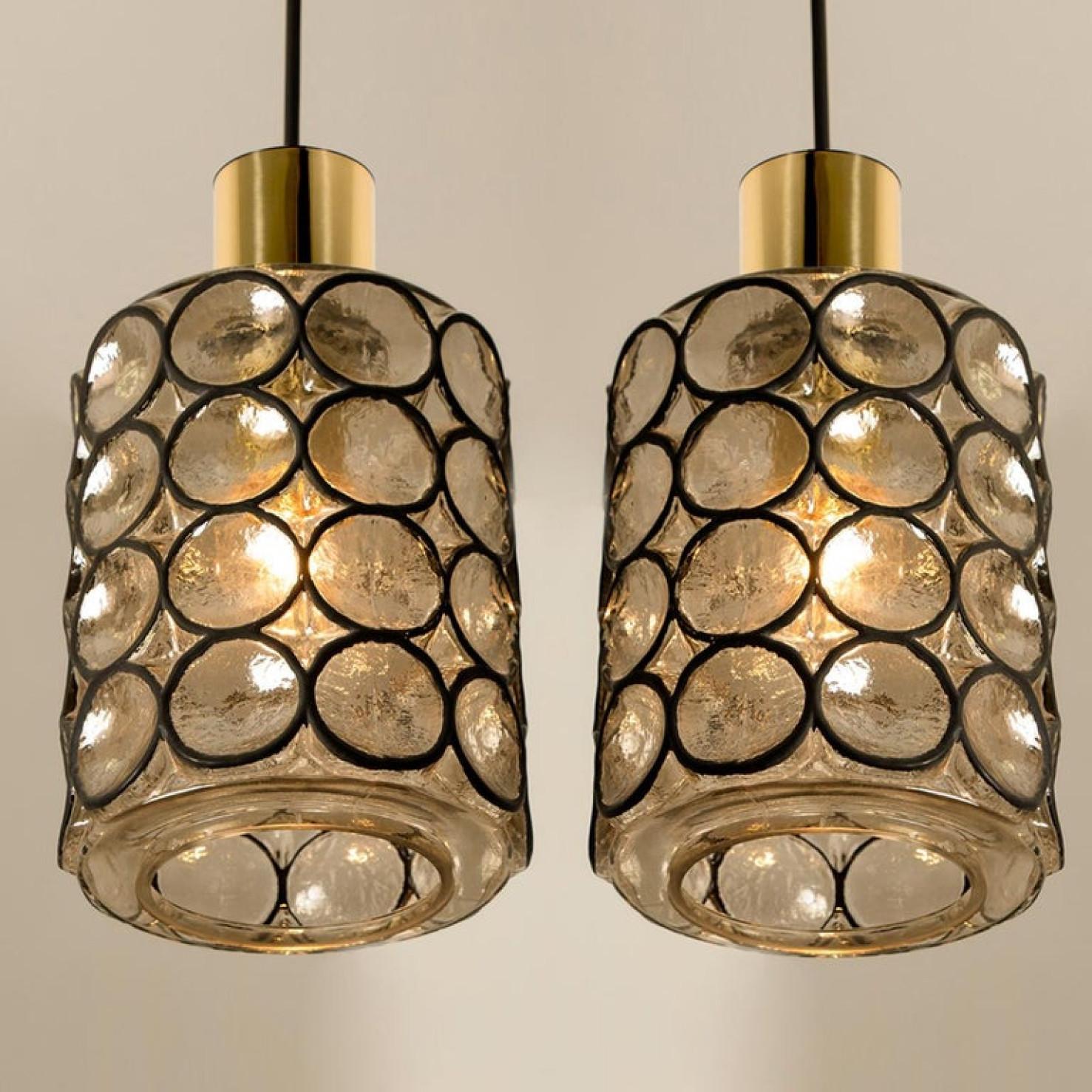 Mid-20th Century 1 of the 3 Circle Iron and Bubble Glass Chandeliers, Limburg