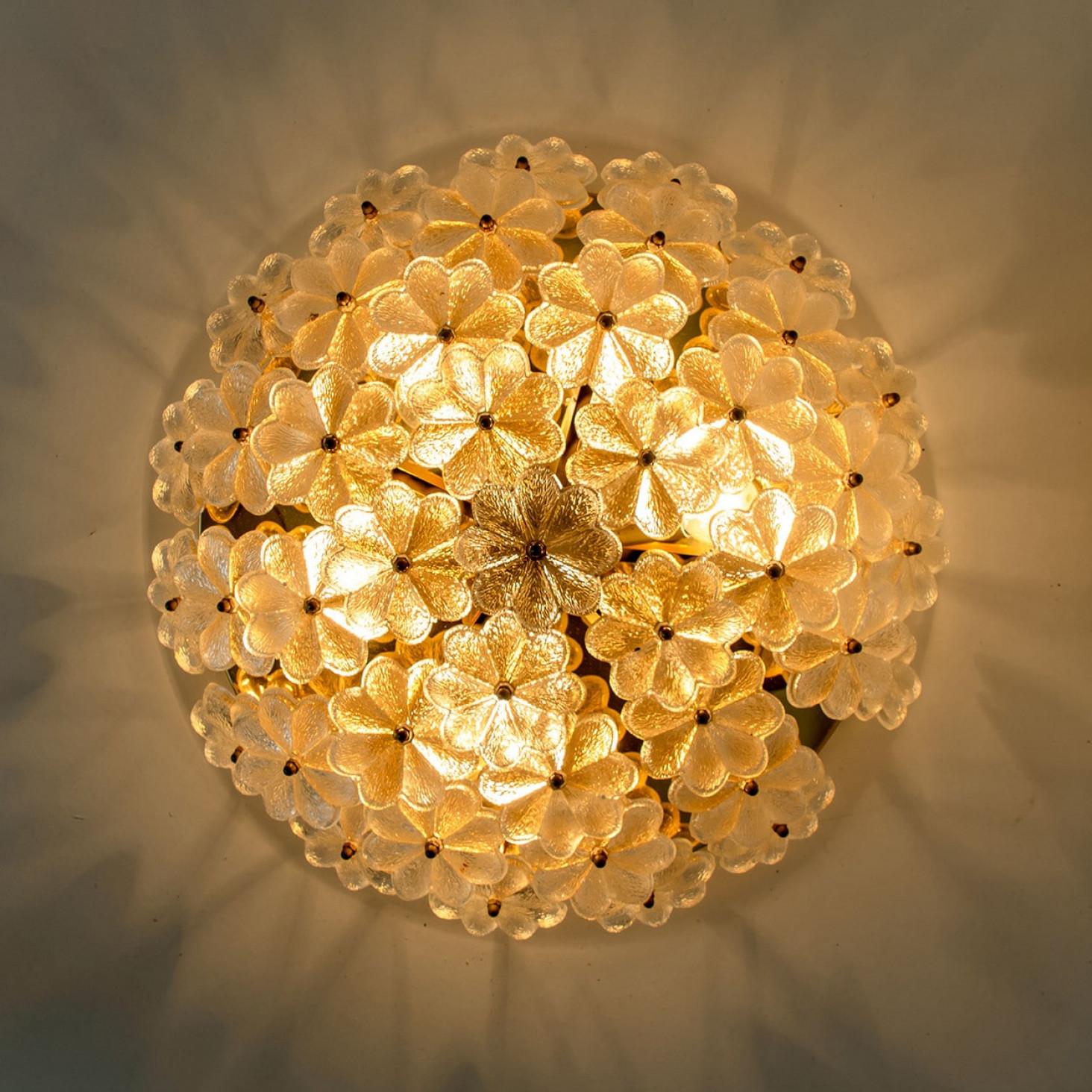 1 of the 3 Crystal Flower Flush Mount by Ernst Palme, Germany, 1970s en vente 4