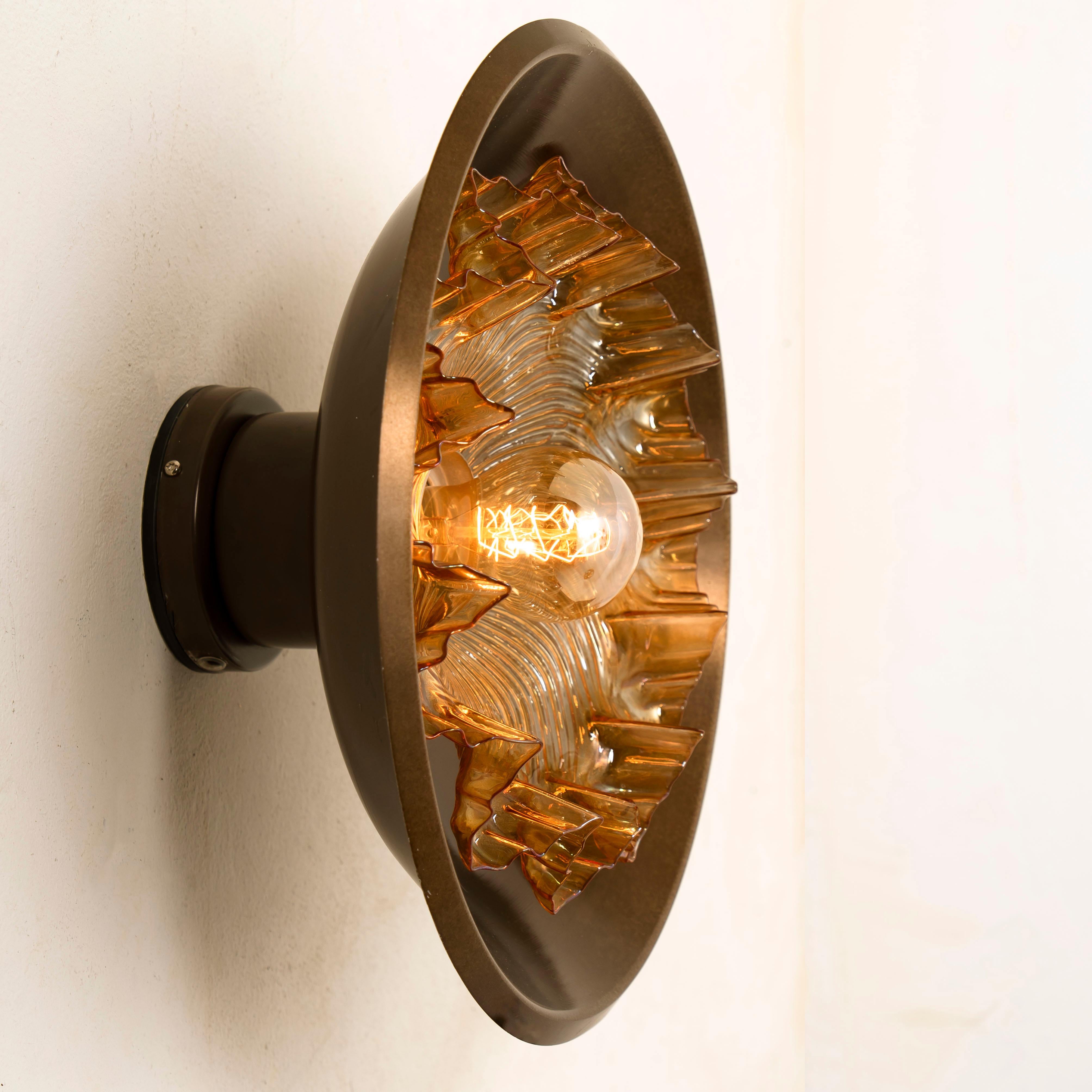 1 of the 3 Dark Brass and Glass Wall Sconces RAAK, the Netherlands, 1970 For Sale 3
