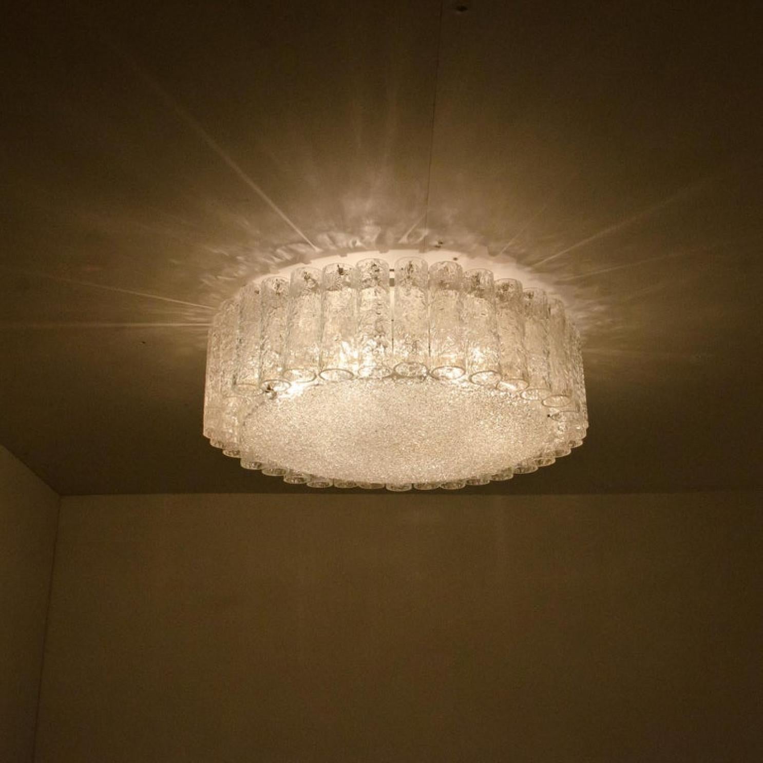 Steel 1 of the 3 Doria Clear Flush Mount Chandeliers, 1960 For Sale