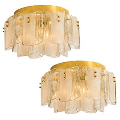 1 of the 3 Extra Large Massive Glass Brass Flush Mounts in the Style of Kalmar