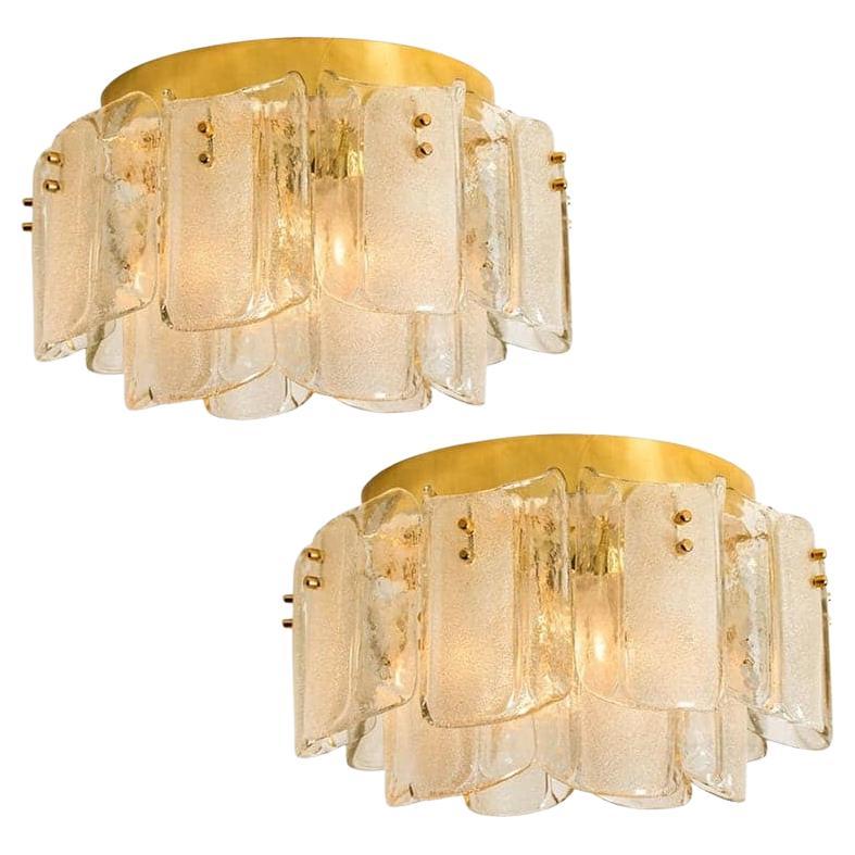 1 dei 3 supporti ad incasso in ottone con vetro massiccio extra large nello stile di Kalmar in vendita