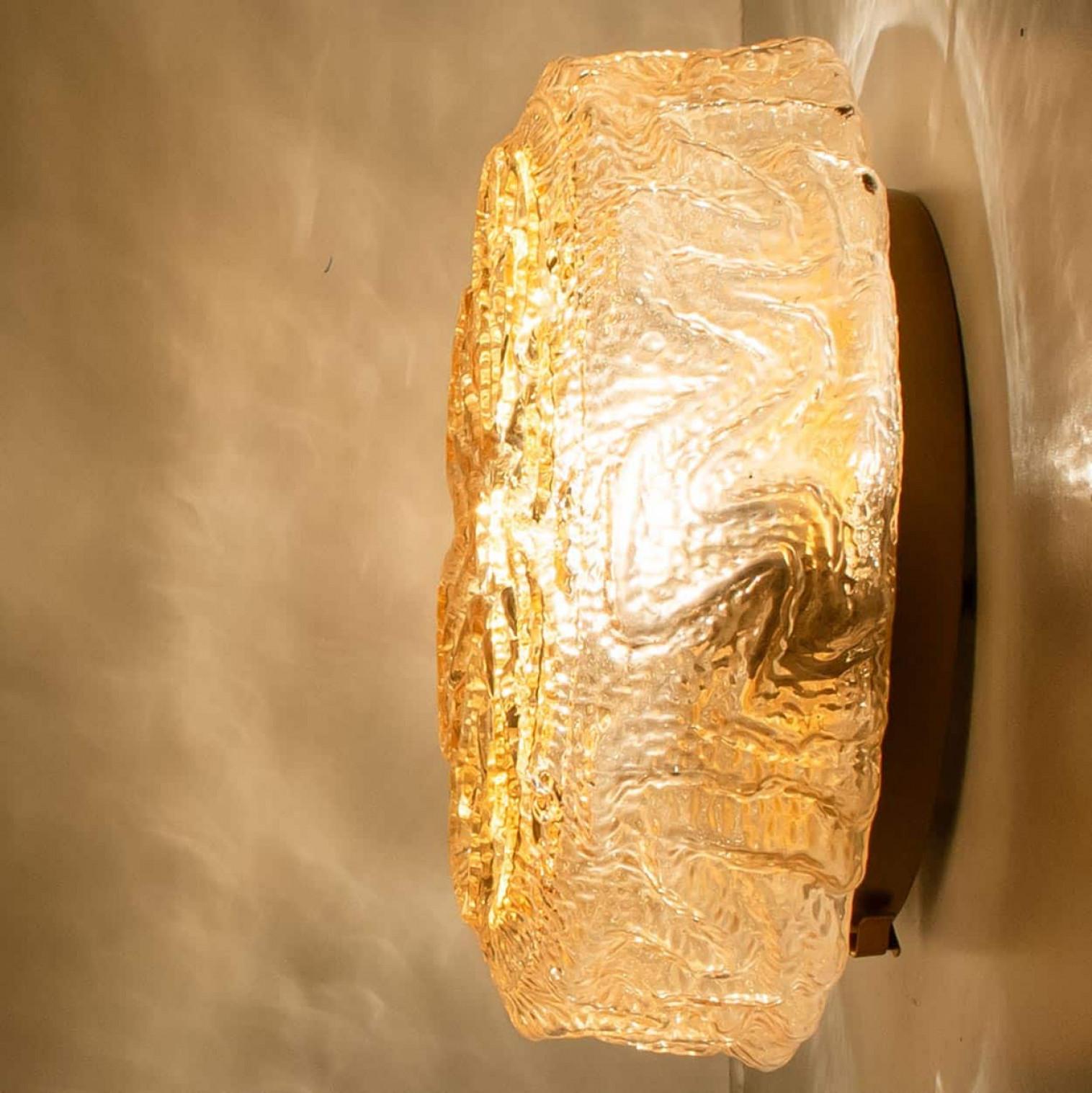 1 of the 3 Flower Amber Glass Wall Lights/Flush mounts in the Style of Tynell For Sale 2