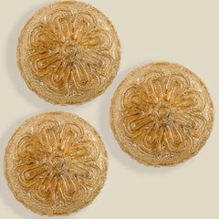 1 de los 3 apliques/plafones de cristal ámbar con flores al estilo de Tynell