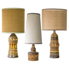 1 delle 3 lampade in ceramica di Georges Pelletier, con paralumi in seta realizzati su misura da R. Houben