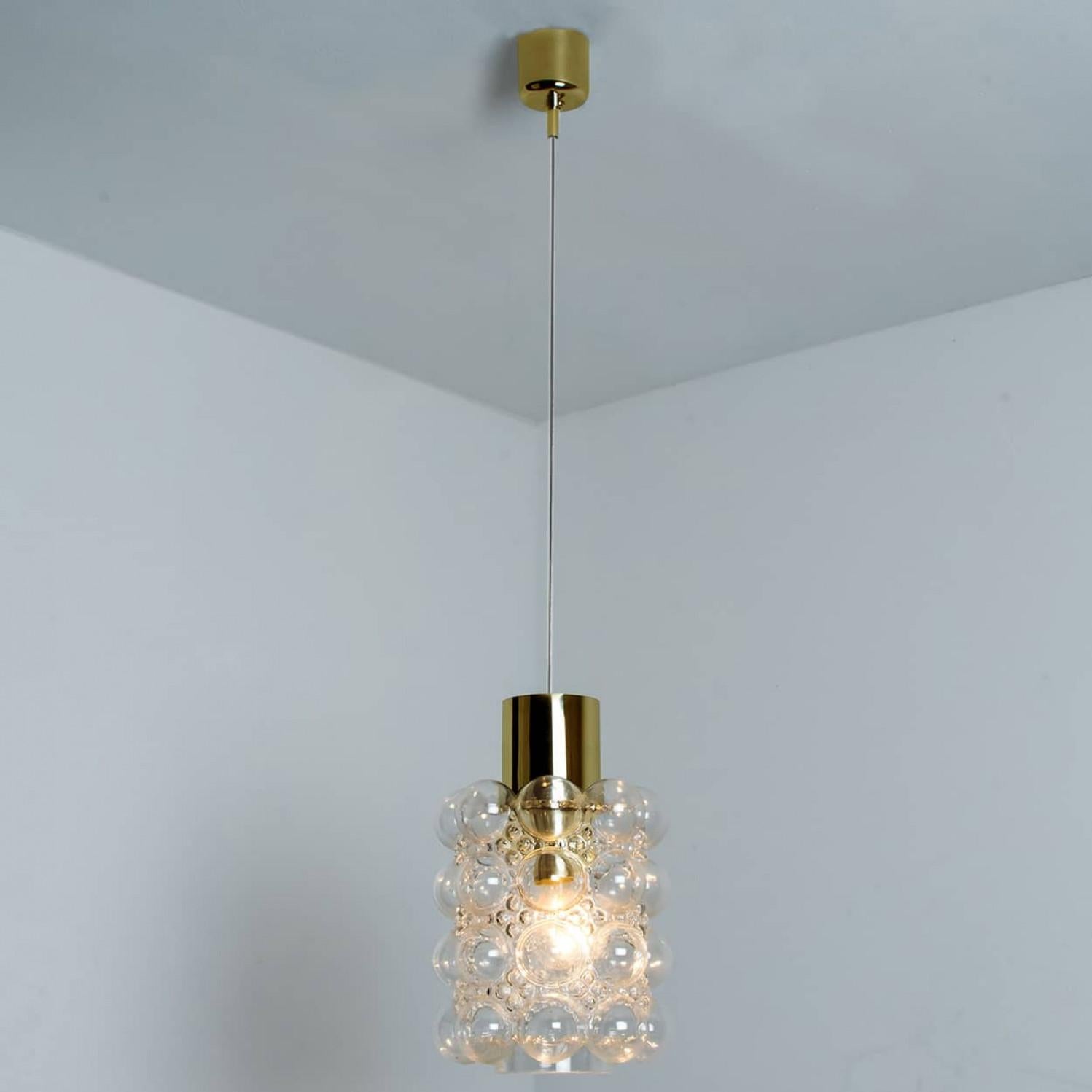 1 of the 3 Glass and Brass Pedants by Helena Tynell for Glashütte Limburg, 1960 For Sale 4