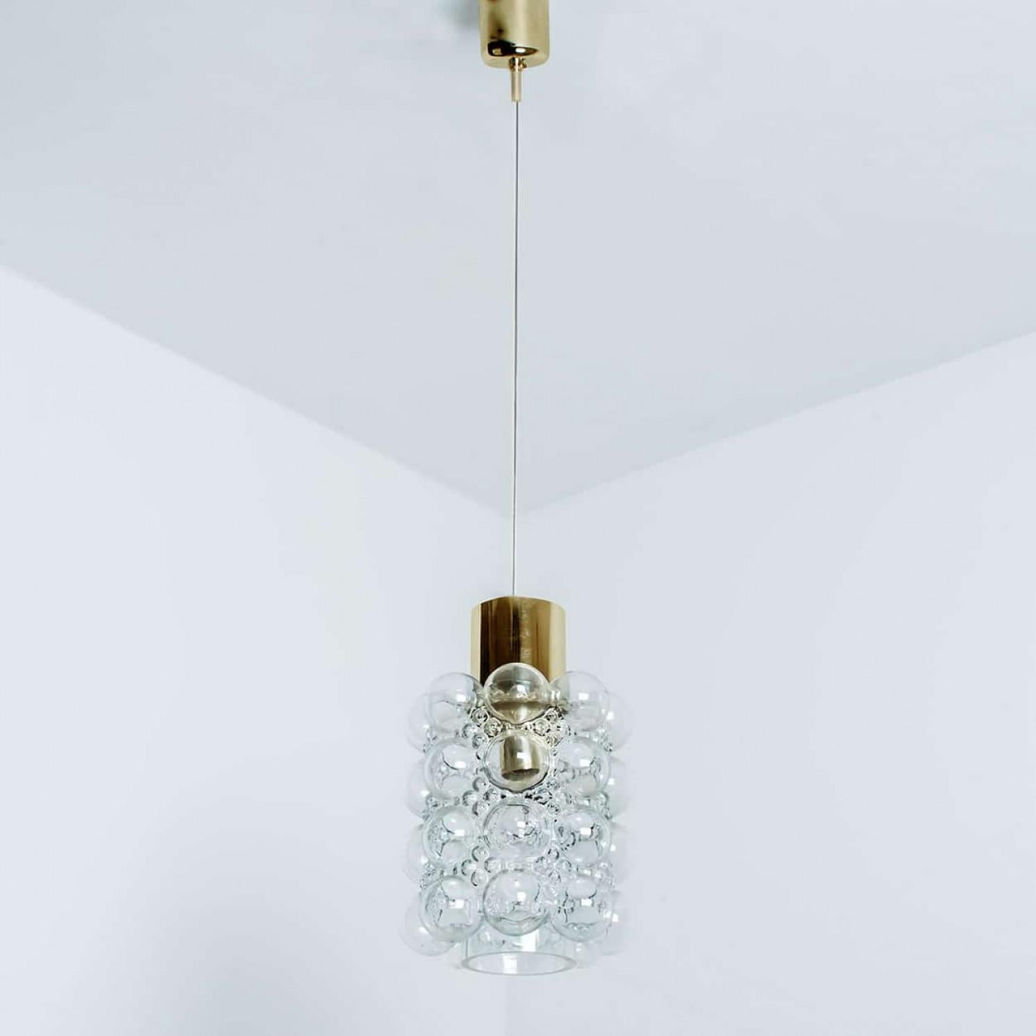 1 of the 3 Glass and Brass Pedants by Helena Tynell for Glashütte Limburg, 1960 For Sale 1