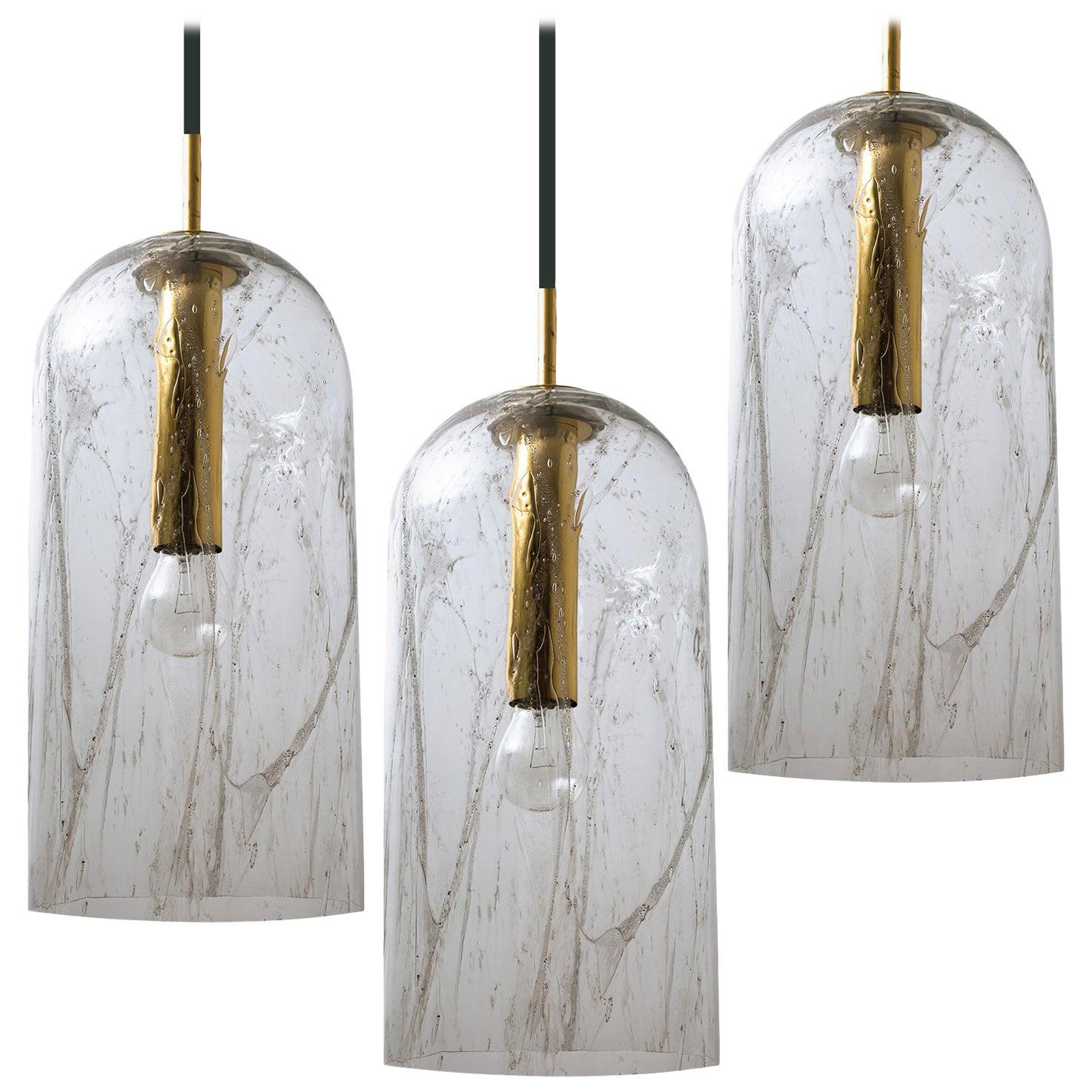 1 of the 3 Glass Pendant Lamps by Doria, 1960 For Sale