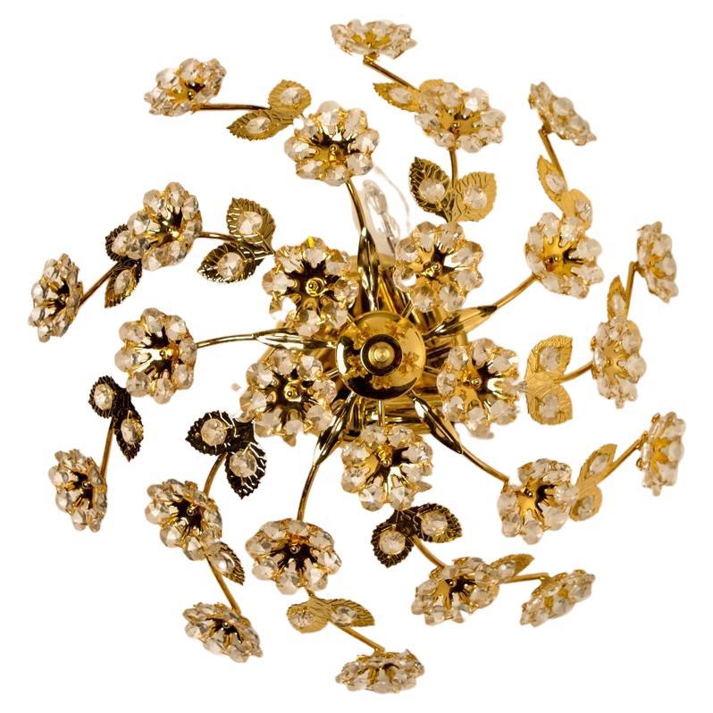 1 of the 3 Gold-Plated Flower Wall Light/ Flush Mount by Palwa For Sale