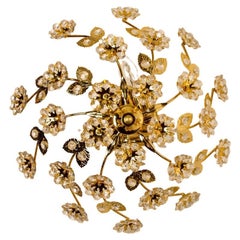 1 of the 3 Gold-Plated Flower Wall Light/ Flush Mount by Palwa