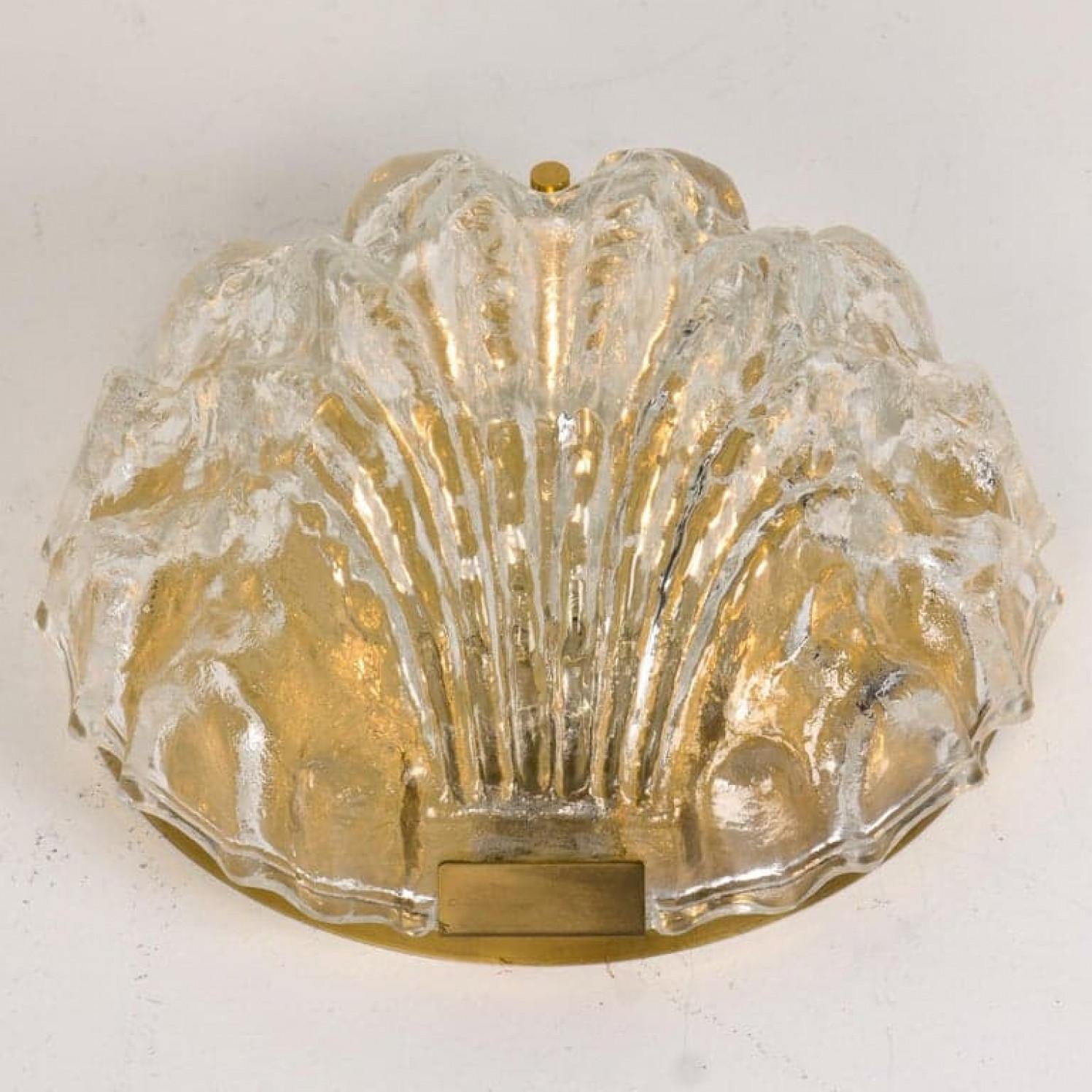 1 des 3 appliques murales à coquille en verre Golden Ice, années 1960 en vente 3