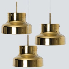1 of the 3 Golden Solid Brass Bumling by Anders Pehrson for Atelje Lyktan, 1960s