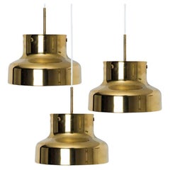 1 of the 3 Golden Solid Brass Bumling by Anders Pehrson for Atelje Lyktan, 1960s
