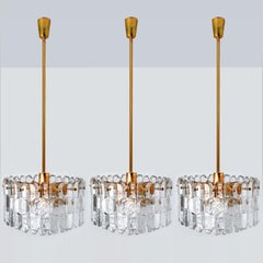 1 of the 3 Kalmar Chandeliers or Pendant Lights 'Palazzo', Gilt Brass