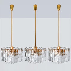 1 of the 3 Kalmar Chandeliers or Pendant Lights 'Palazzo', Gilt Brass