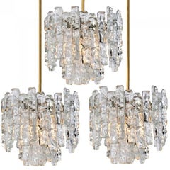 1 of the 3 Kalmar Modern Ice Glass Pendants, 1970