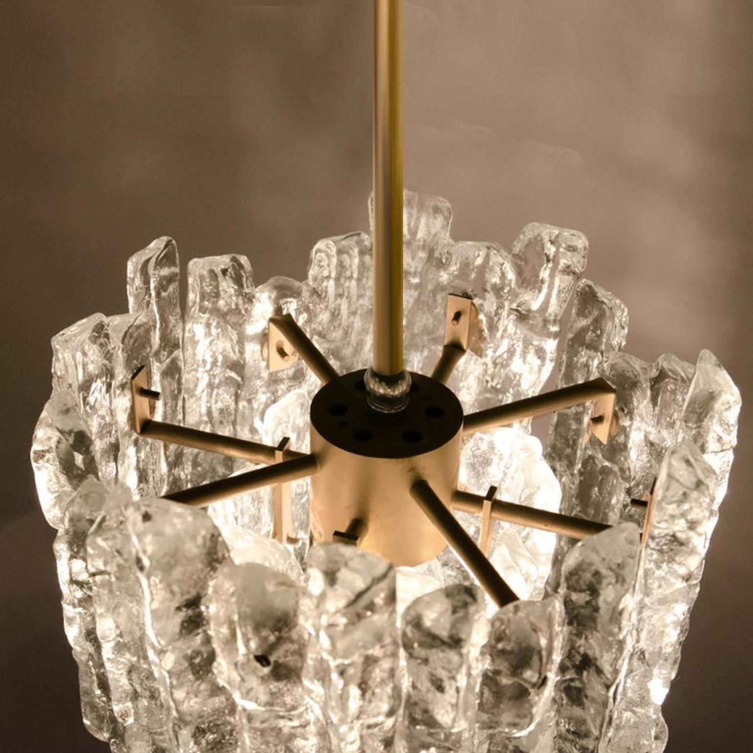 Other 1 of the 3 Kalmar Modern Ice Glass Pendants, 1970 For Sale