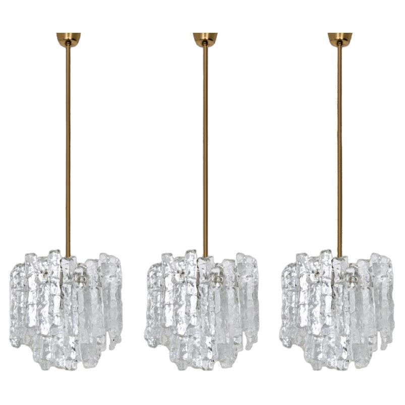 1 de los 3 colgantes modernos de cristal helado Kalmar, 1970 en venta