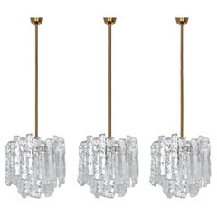 1 of the 3 Kalmar Modern Ice Glass Pendants, 1970