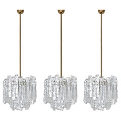 1 of the 3 Kalmar Modern Ice Glass Pendants, 1970