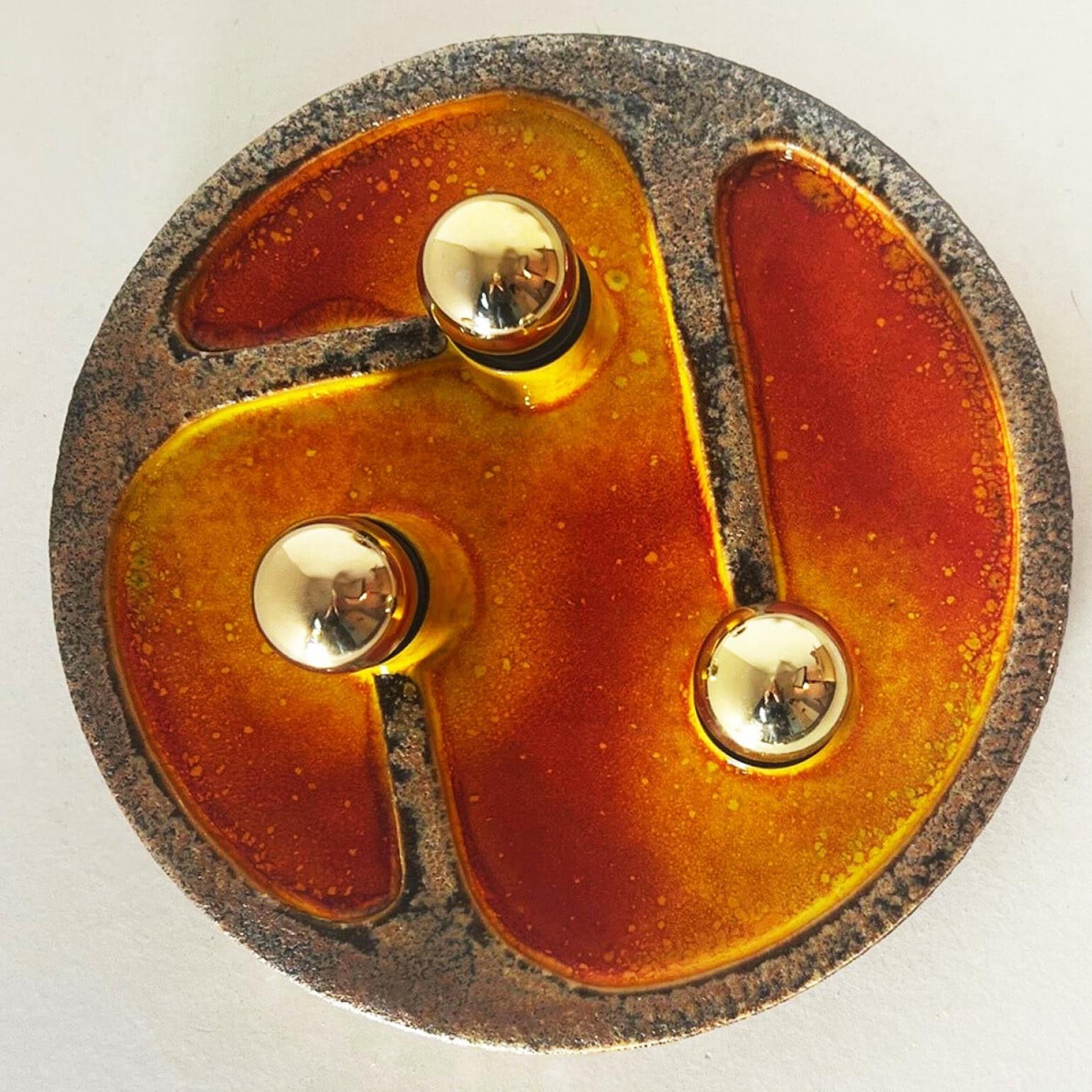 1 of the 3 Large Ceramic Wall Lights, Germany, 1970 For Sale 4