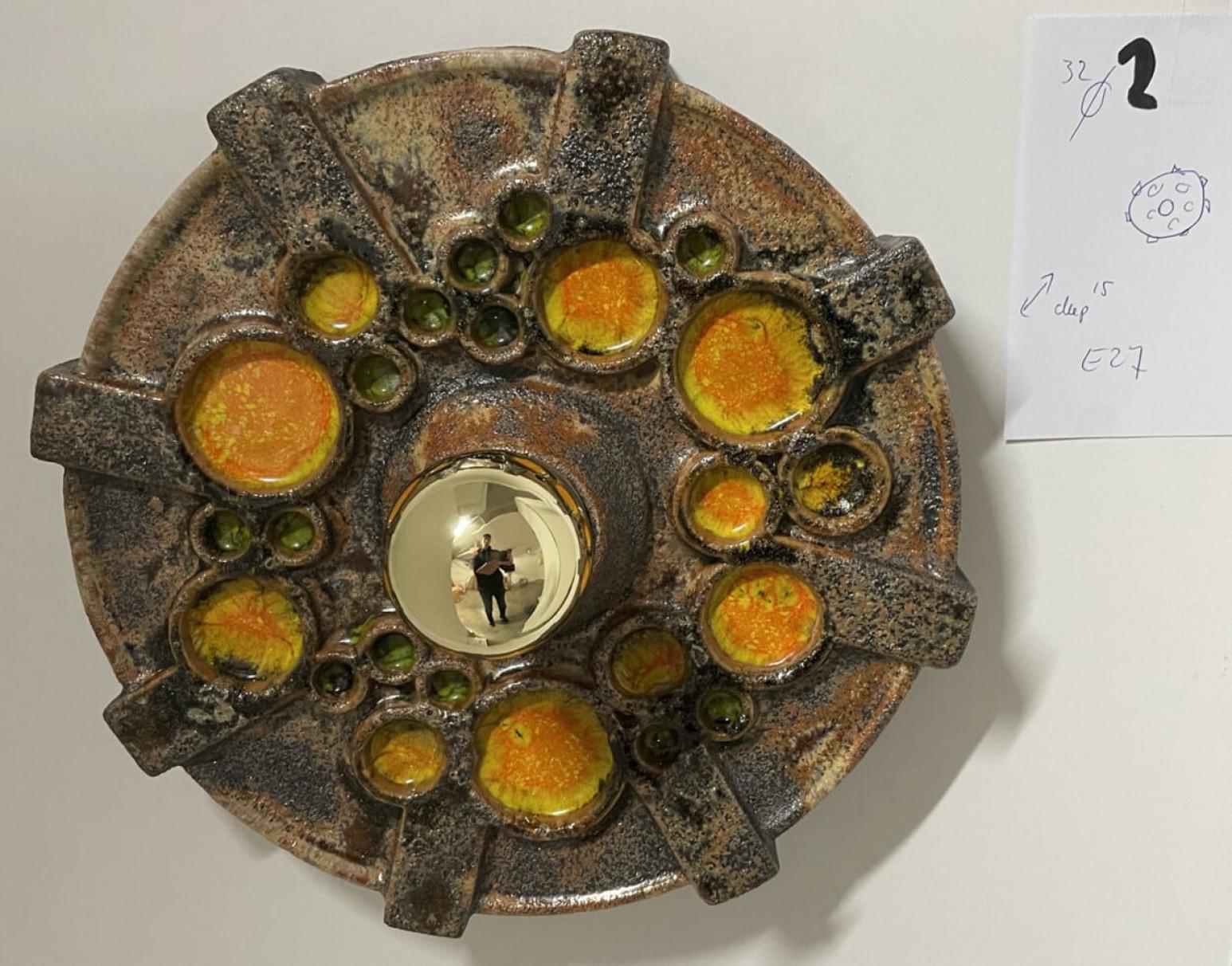1 of the 3 Large Ceramic Wall Lights, Germany, 1970 For Sale 5