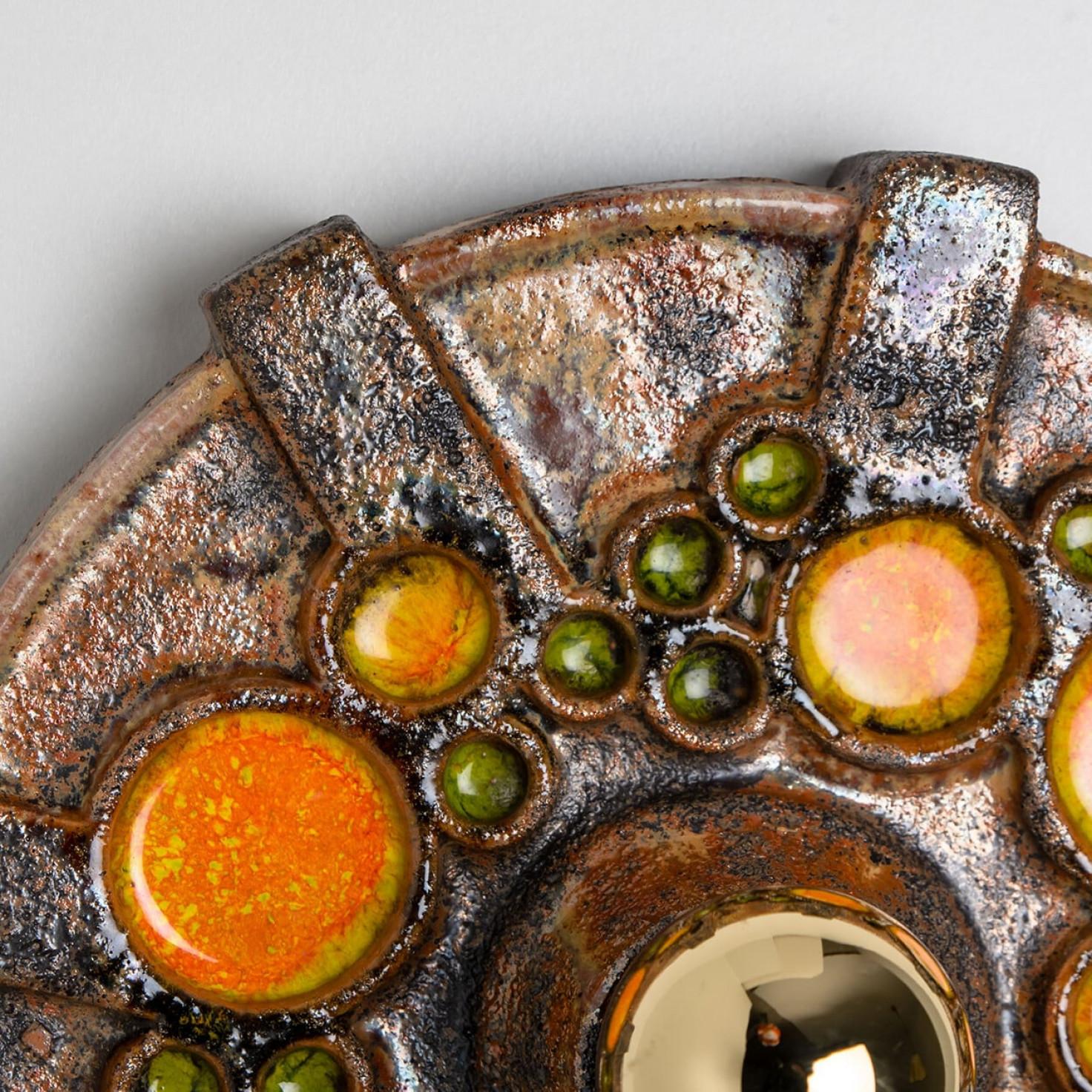 1 of the 3 Large Ceramic Wall Lights, Germany, 1970 For Sale 8