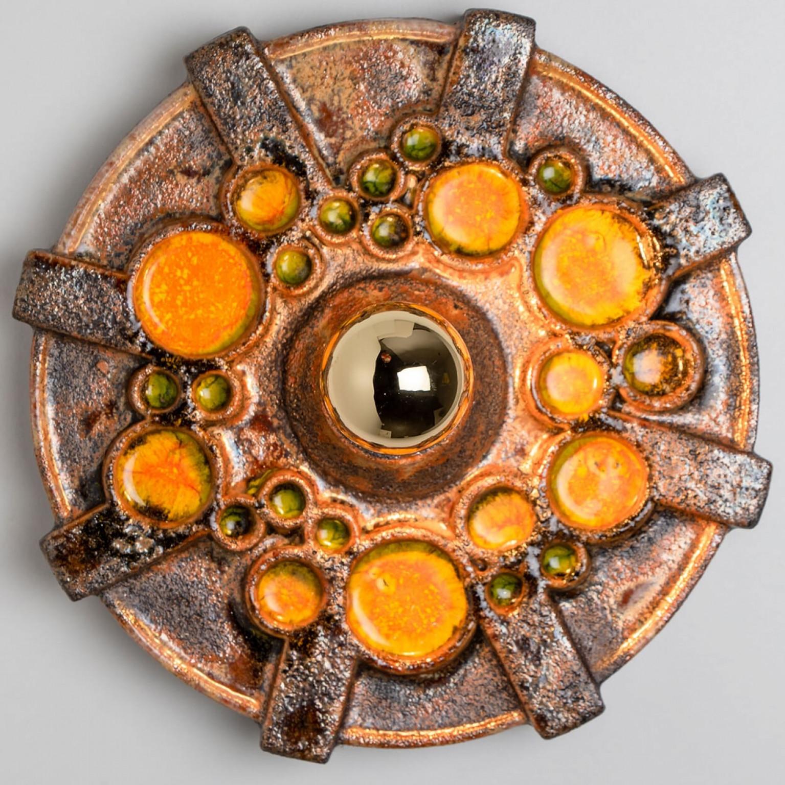 1 of the 3 Large Ceramic Wall Lights, Germany, 1970 For Sale 9