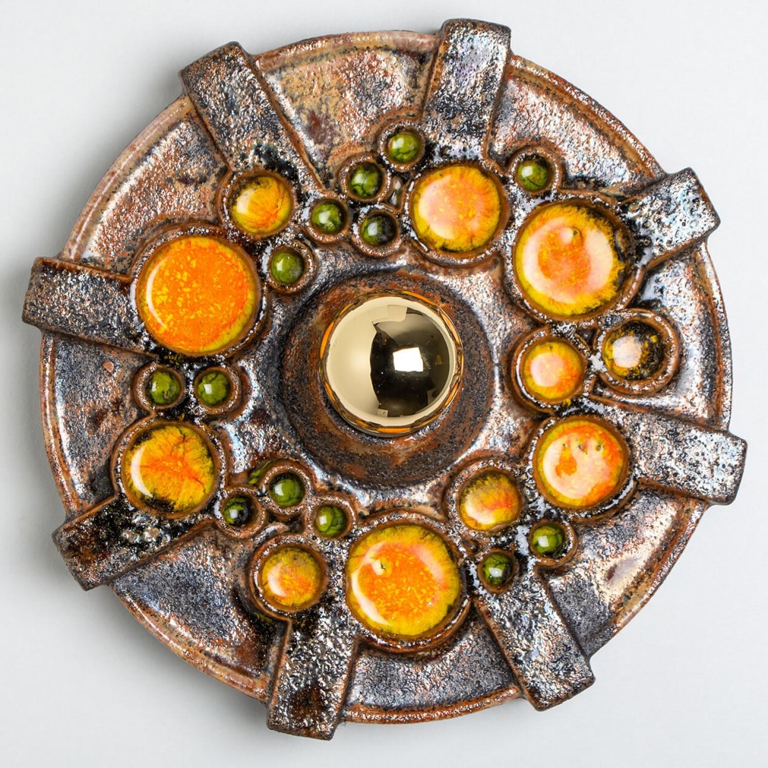 1 of the 3 Large Ceramic Wall Lights, Germany, 1970 For Sale 10