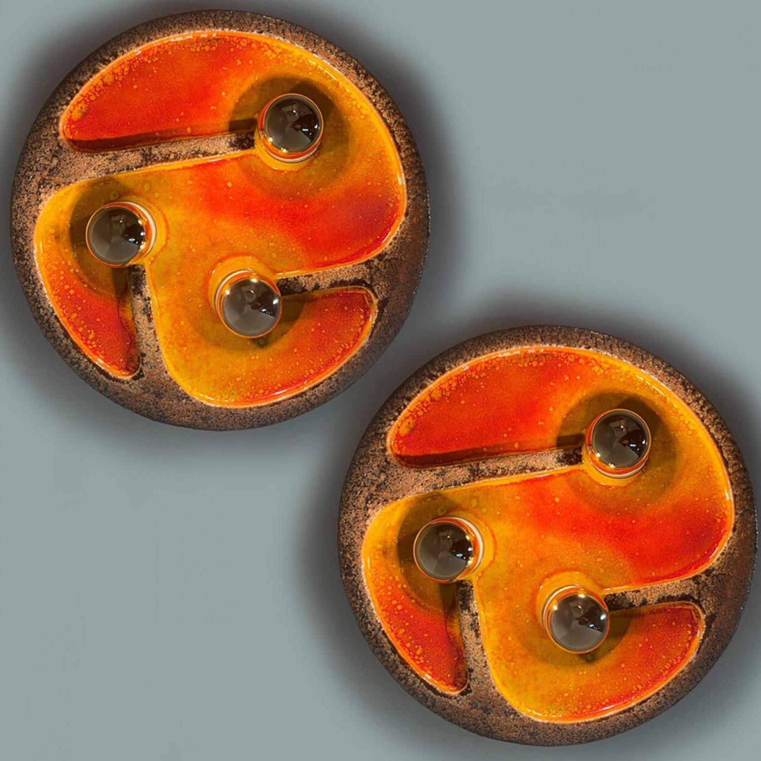 1 of the 3 Large Ceramic Wall Lights, Germany, 1970 For Sale 1
