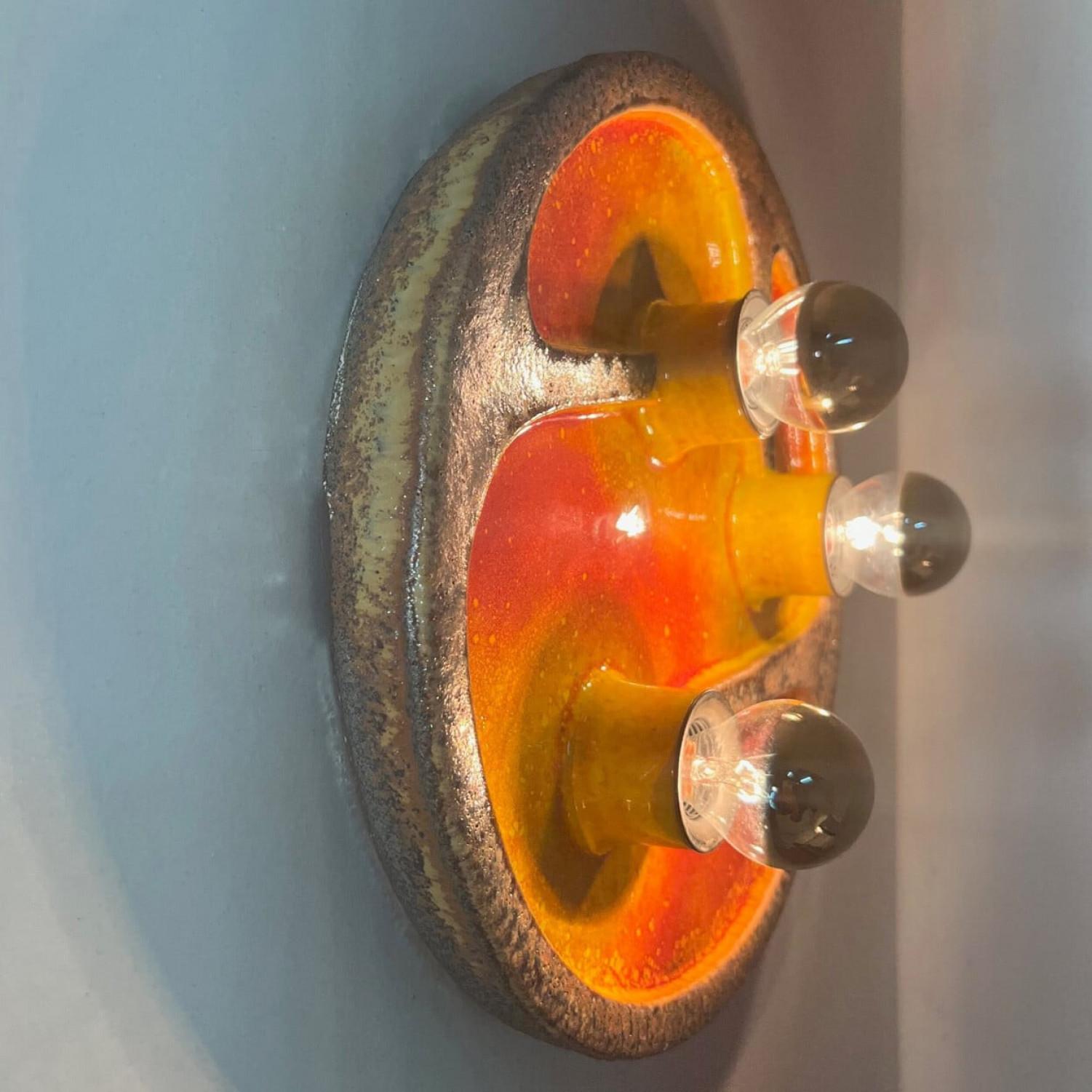 1 of the 3 Large Ceramic Wall Lights, Germany, 1970 For Sale 3