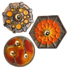 1 of the 3 Large Ceramic Wall Lights, Germany, 1970