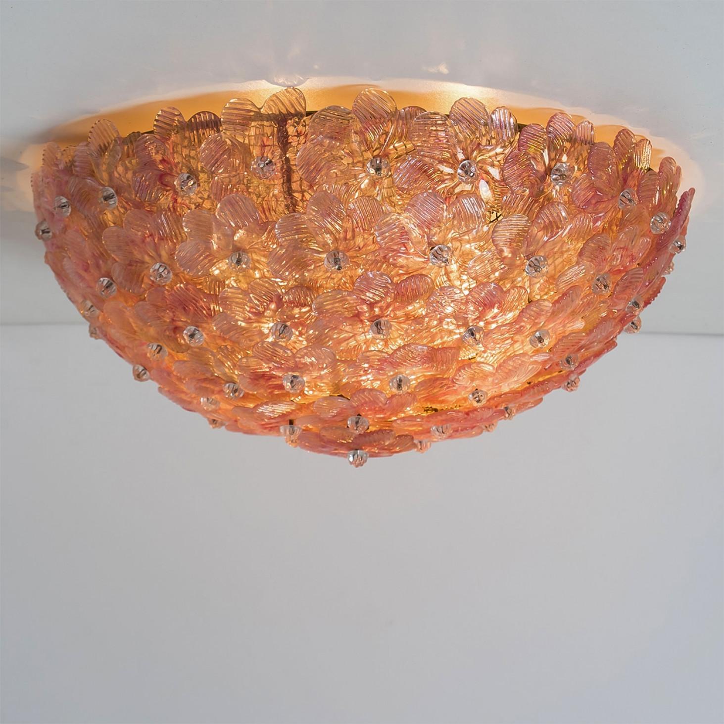 1 of the 3 Large Flower Flush Mount in the style of Barovier & Toso, Murano en vente 3