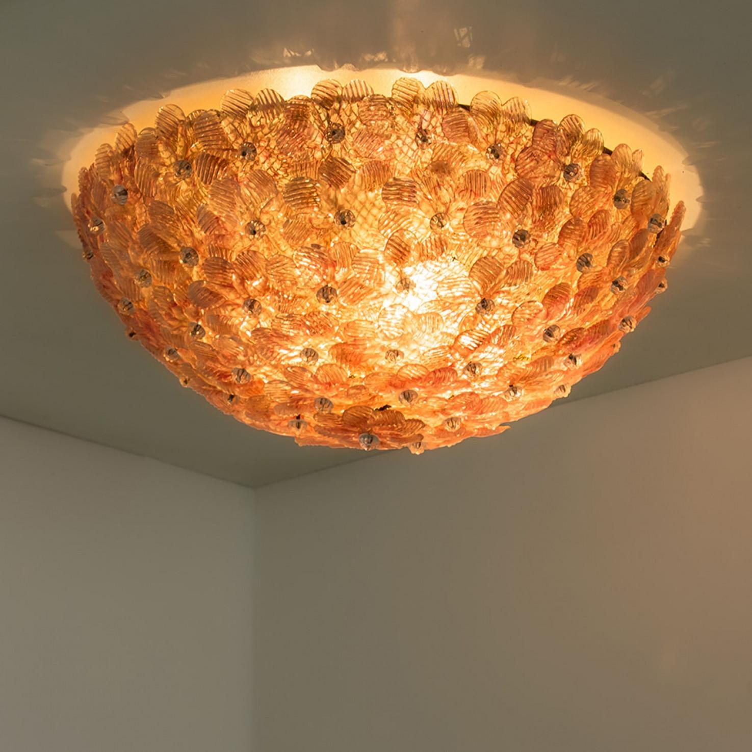 1 of the 3 Large Flower Flush Mount in the style of Barovier & Toso, Murano en vente 5