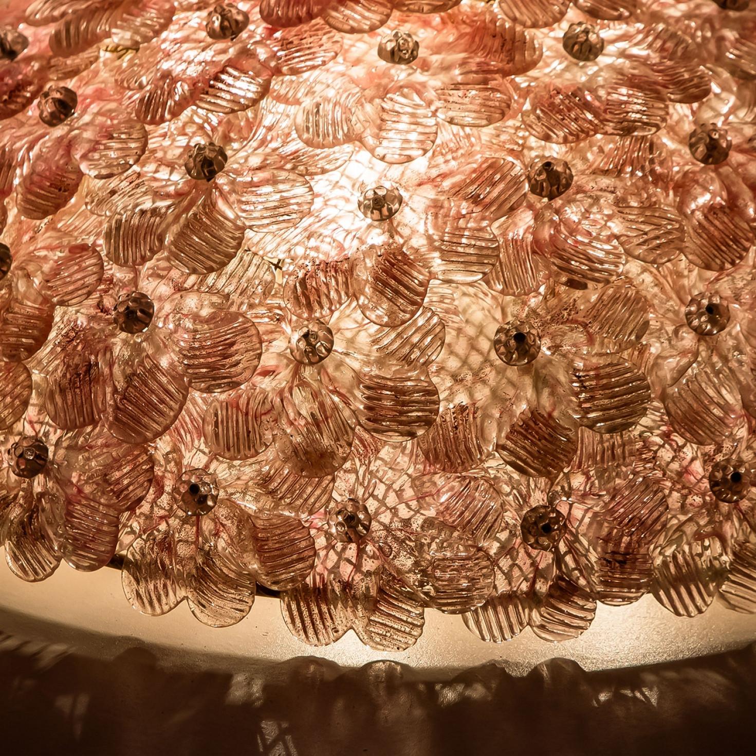 1 of the 3 Large Flower Flush Mount in the style of Barovier & Toso, Murano en vente 7