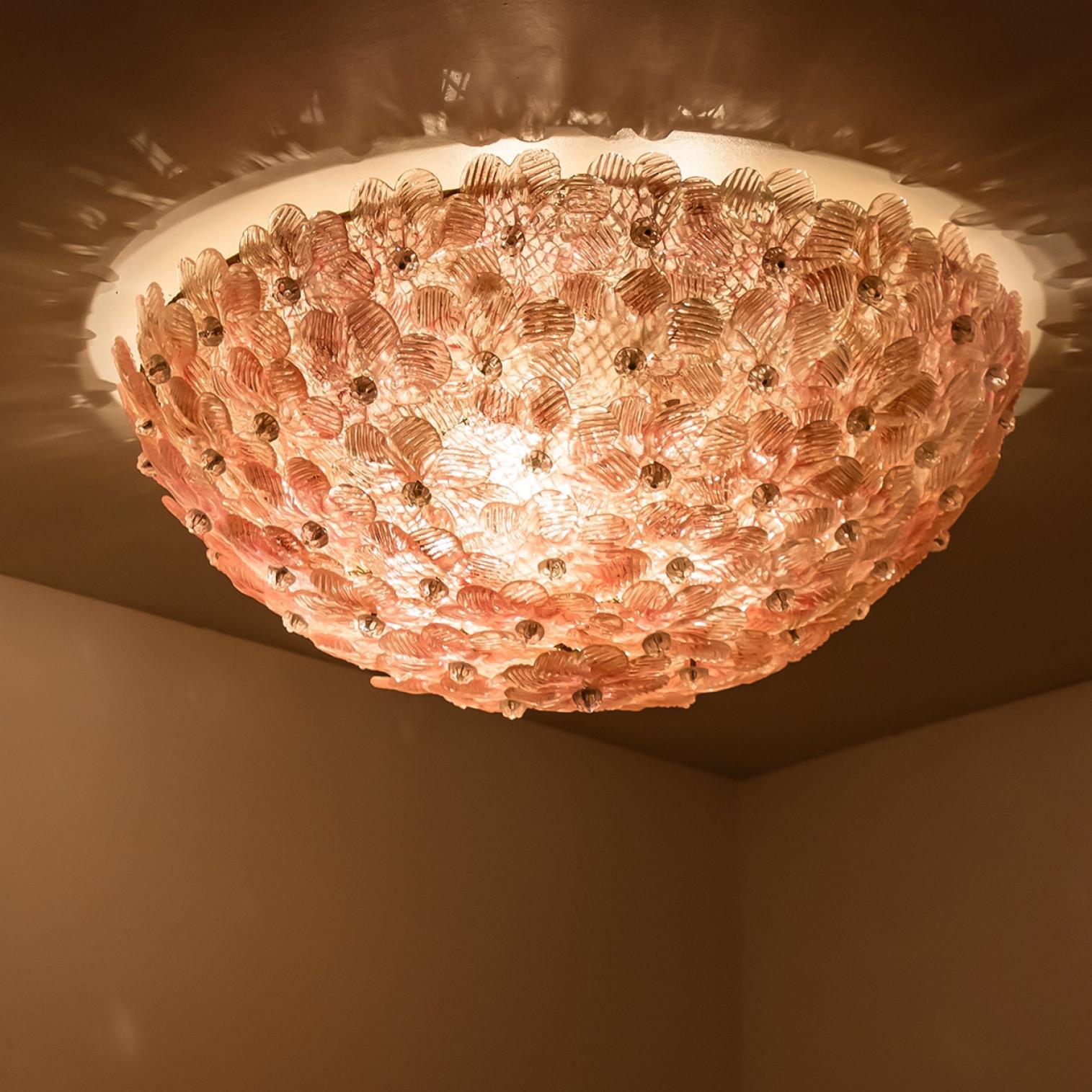 Métal 1 of the 3 Large Flower Flush Mount in the style of Barovier & Toso, Murano en vente