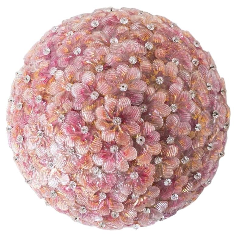 1 of the 3 Large Flower Flush Mount in the style of Barovier & Toso, Murano