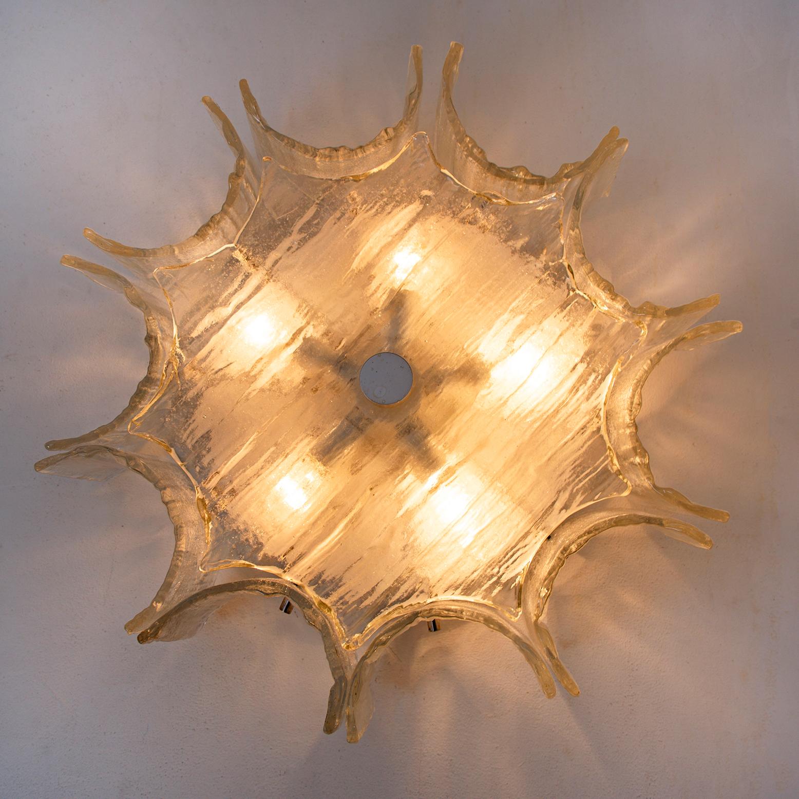 1 of the 3 Large Star-Shaped Glass Flushmounts, 1960s 3