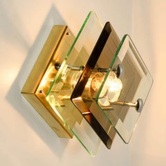 1 of the 3 Layered Smoked Glass Brass Wall Lights Flush Mounts by Veca
