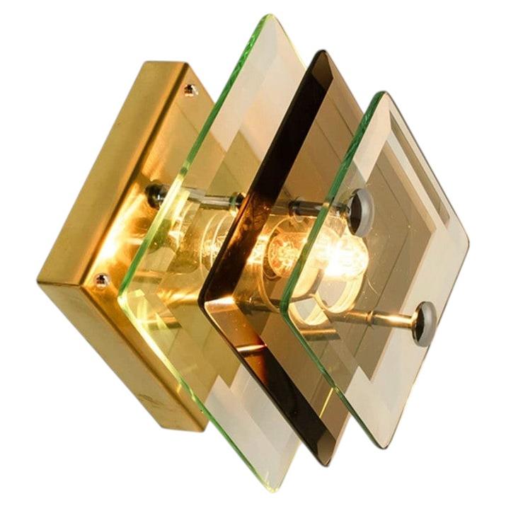 1 of the 3 Layered Smoked Glass Brass Wall Lights Flush Mounts by Veca